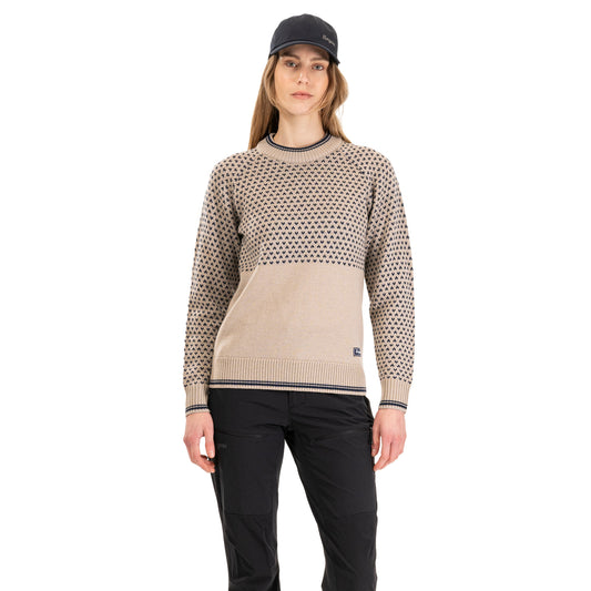 Bergans Alvdal Wool Jumper Women Sandstone / Navy Blue