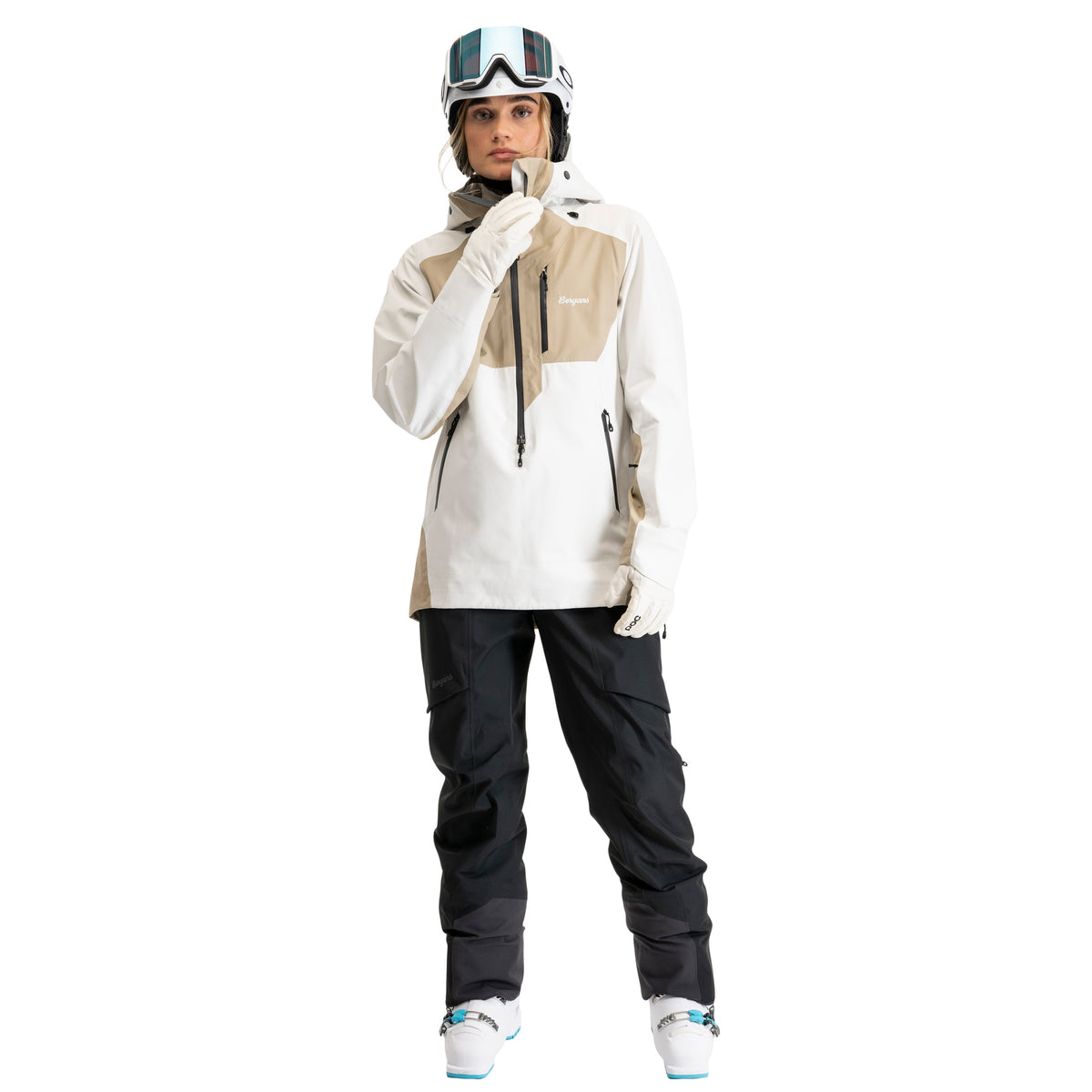 Bergans Oppdal 3L Shell Anorak Unisex Arctic White / Sandstone
