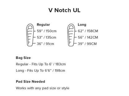 Big Agnes V Notch UL 40 (Primaloft) Long LEFT