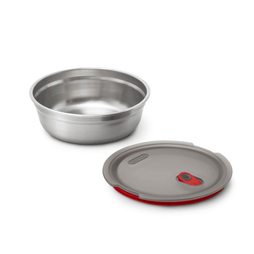Steel Bowl Small 0,65L Grå/röd - NatureLife