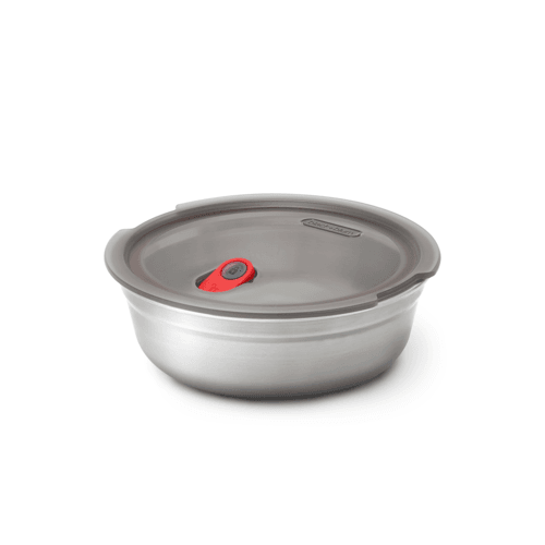 Steel Bowl Small 0,65L Grå/röd - NatureLife
