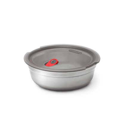 Steel Bowl Small 0,65L Grå/röd - NatureLife