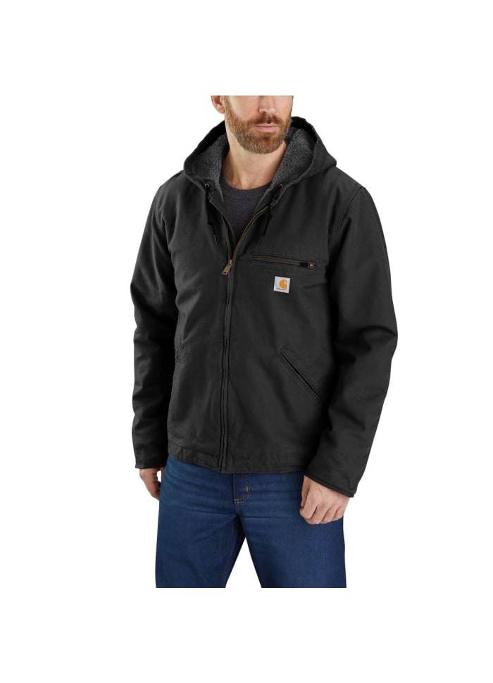 Carhartt Washed Duck Sherpa Lined Jacket Black - NatureLife