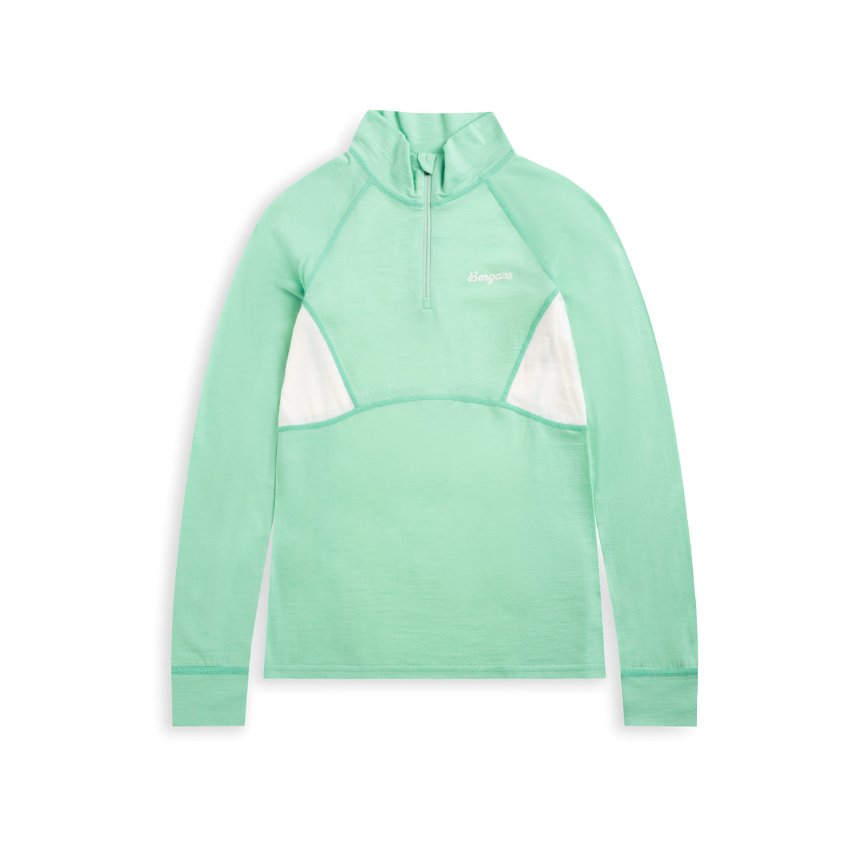 Bergans Inner:Pure Merino Youth Half Zip Mint Crush/Vanilla White