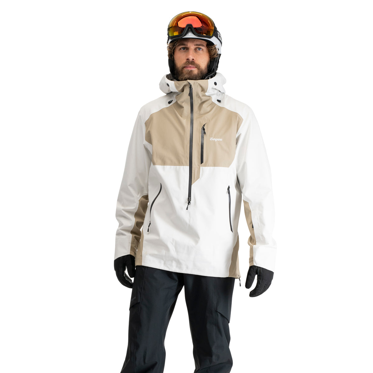 Bergans Oppdal 3L Shell Anorak Unisex Arctic White / Sandstone