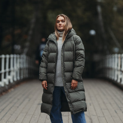 Bergans Oslo Down Long Coat Women Green Mud