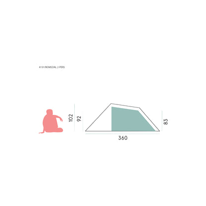 Bergans Romsdal 2-Person Tent Solid Light Grey / Bright Magma