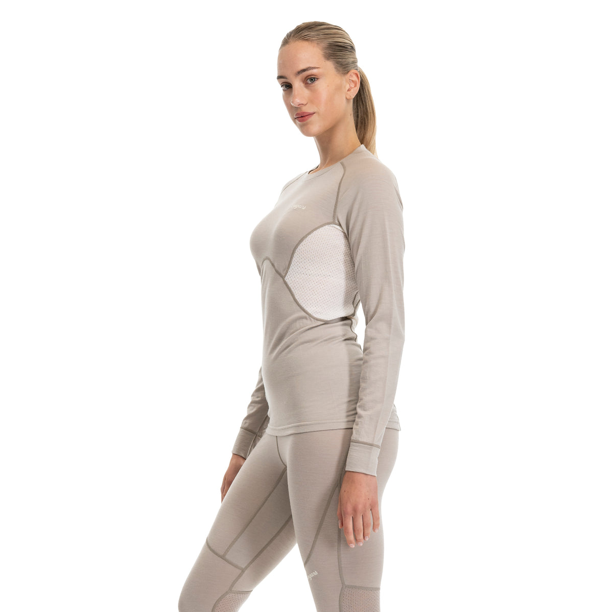 Bergans Inner:Pure Merino Long Sleeve Women Sandstone / Vanilla White