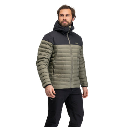Bergans Lom Light Down Hood Jacket Men Green Mud / Dark Shadow Grey