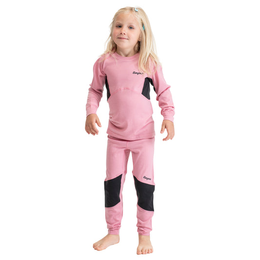 Bergans Inner:Pure Merino Kids Tights Light Ruby/Dark Shadow Grey