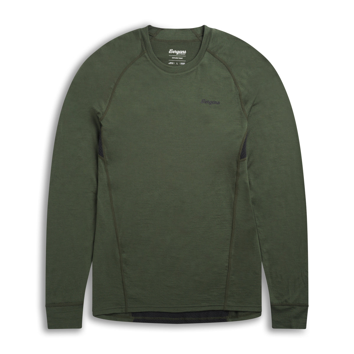 Bergans Inner:Pure Merino Long Sleeve Men Pine Forest / Dark Shadow Grey
