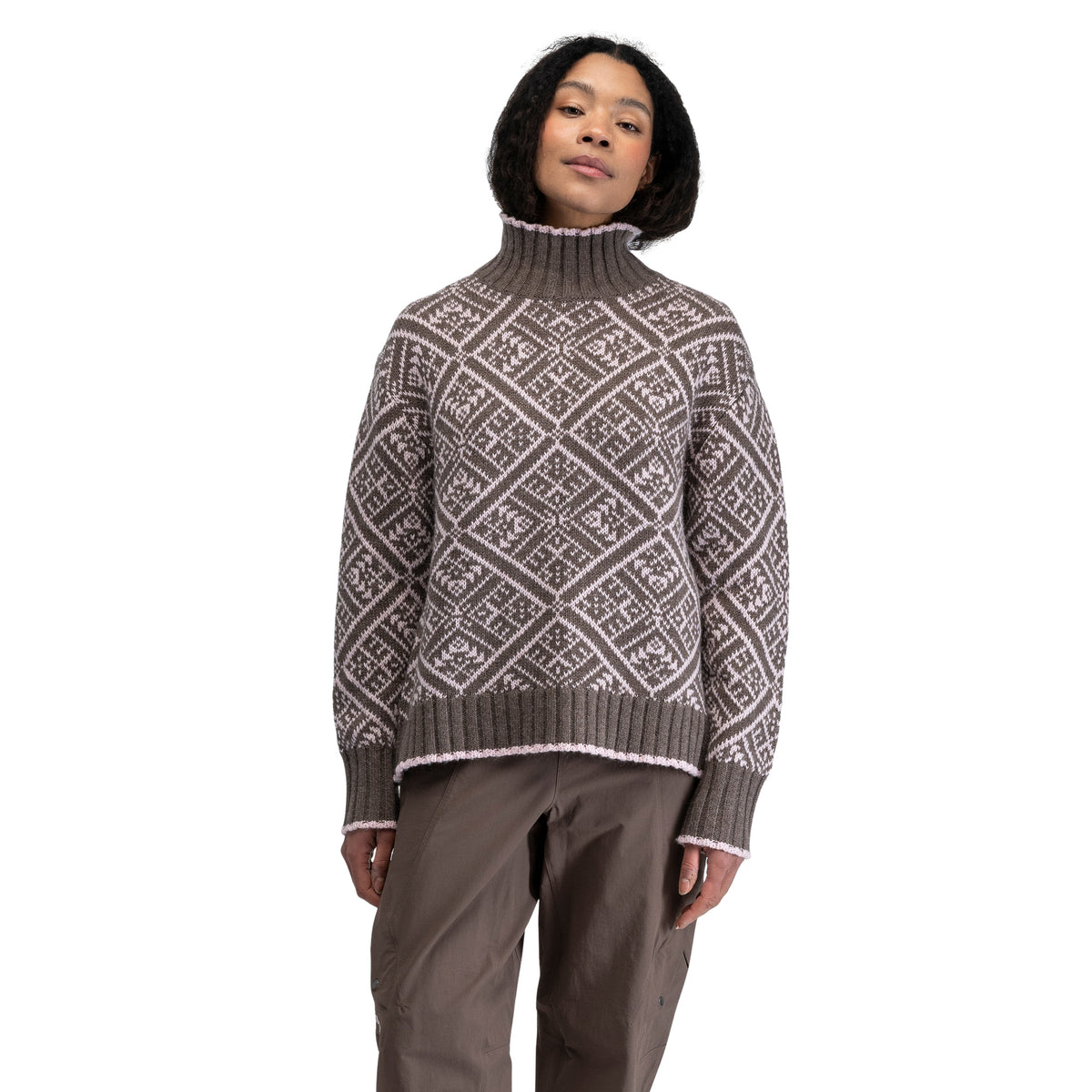 Bergans Vega Knitted Wool Jumper Women Hot Cocoa / Faded Pink