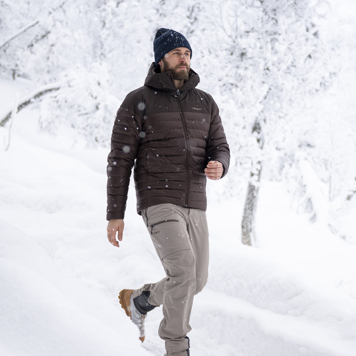 Bergans Lom Light Down Hood Jacket Men Dark Chocolate