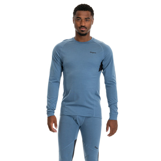 Bergans Inner:Pure Merino Long Sleeve Men Elemental Blue / Dark Shadow Grey