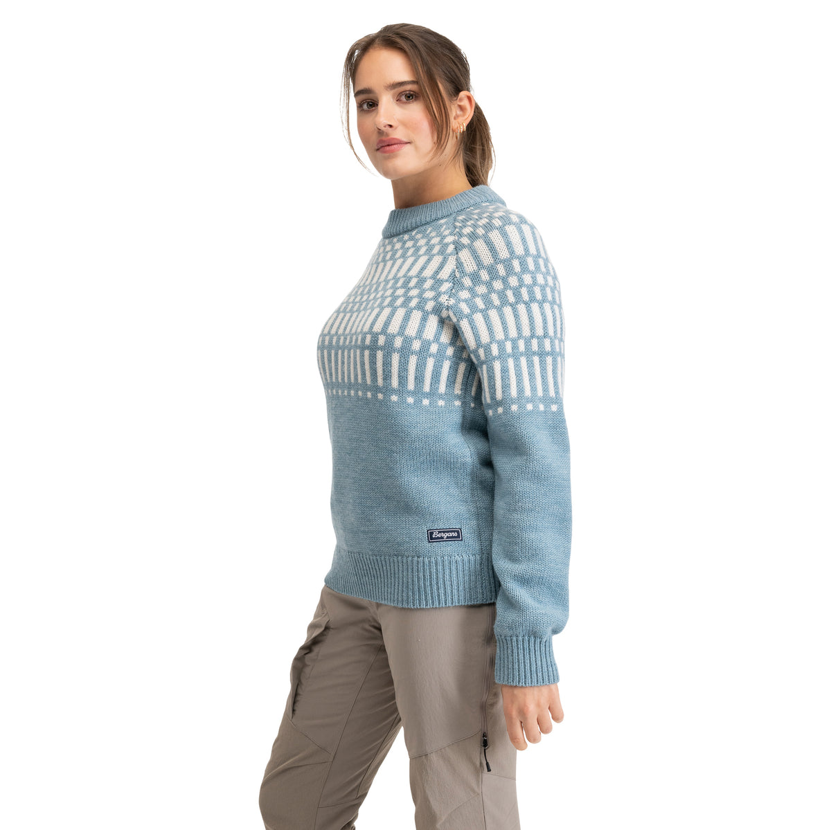 Bergans Nordmarka Merino Jumper Women Light Agave Green/Vanilla White