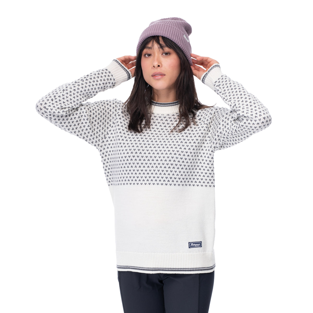 Bergans Alvdal Wool Jumper Women Vanilla White / Solid Dark Grey