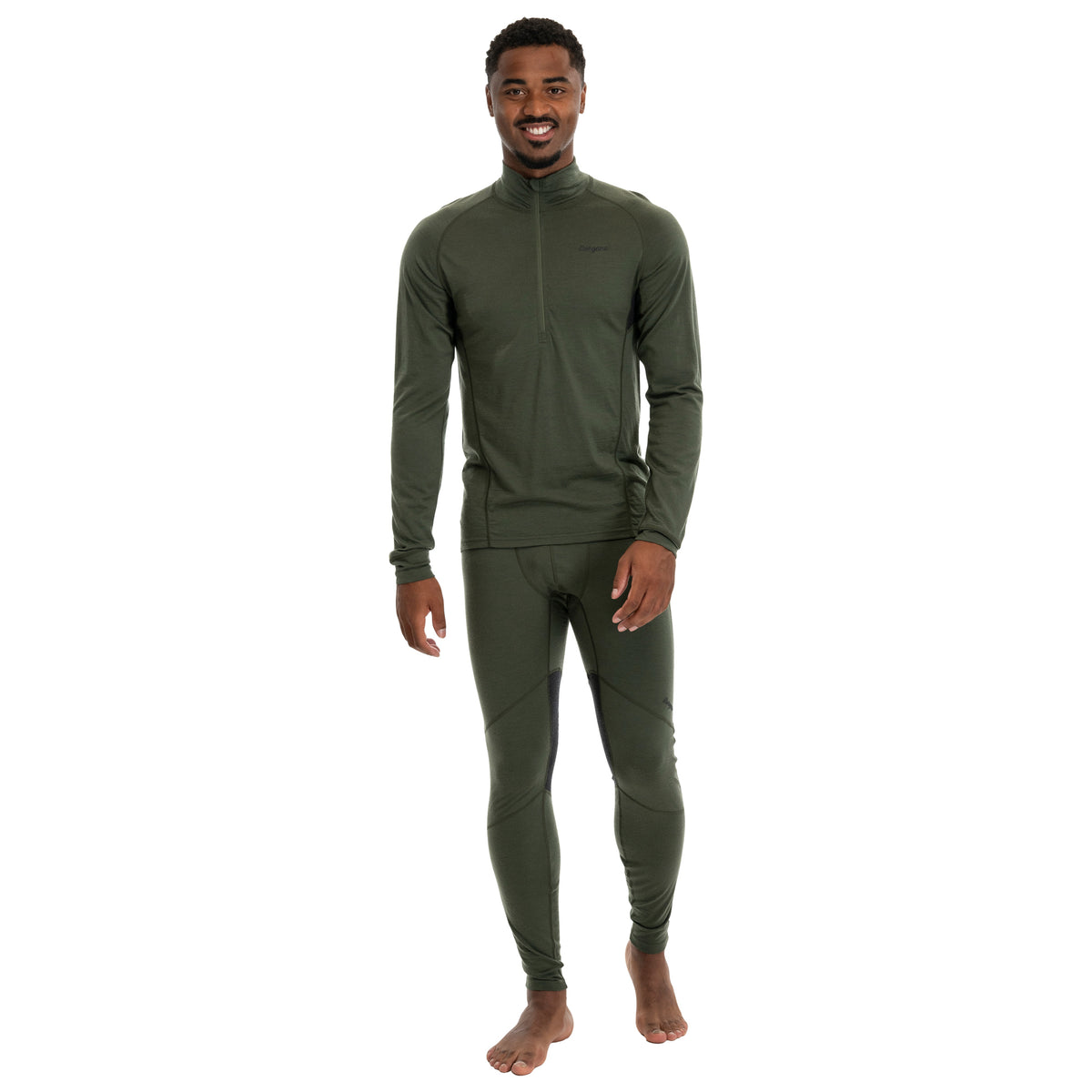 Bergans Inner:Pure Merino Tights Men Pine Forest / Dark Shadow Grey