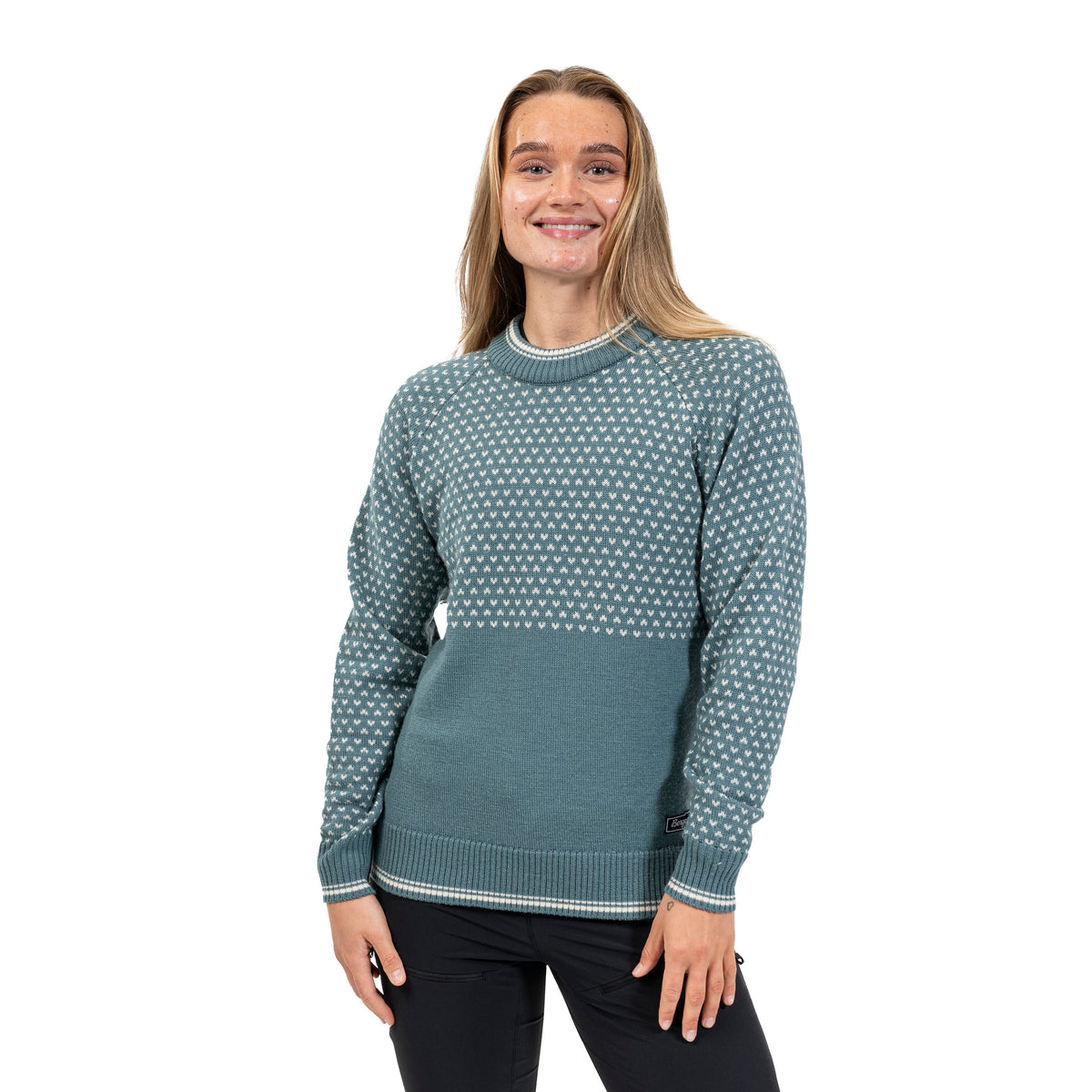 Bergans Alvdal Wool Jumper Women Grey Sage / Vanilla White