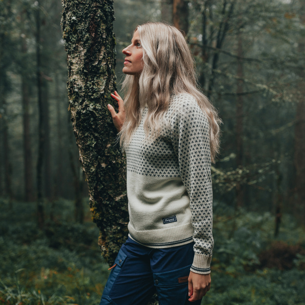 Bergans Alvdal Wool Jumper Women Vanilla White / Solid Dark Grey