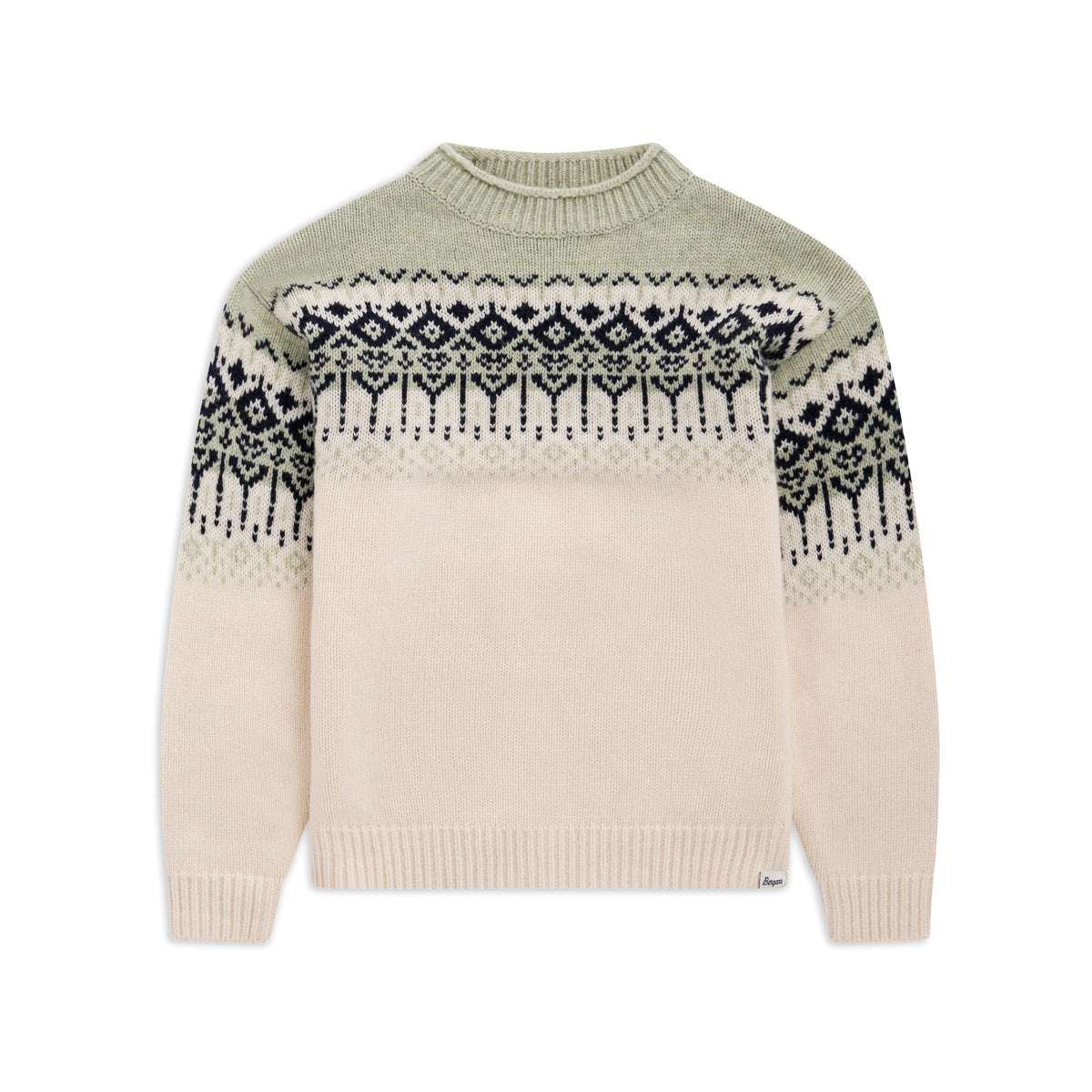 Bergans Steiro Knitted Wool Jumper Creme / Green Mud