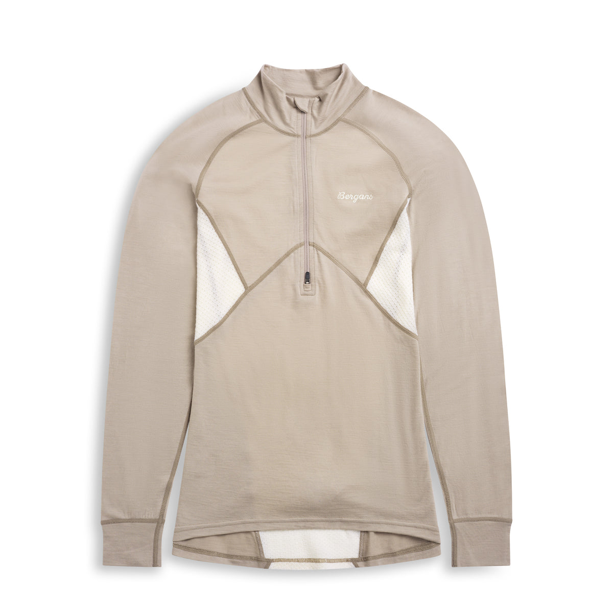 Bergans Inner:Pure Merino Half Zip Women Sandstone / Vanilla White