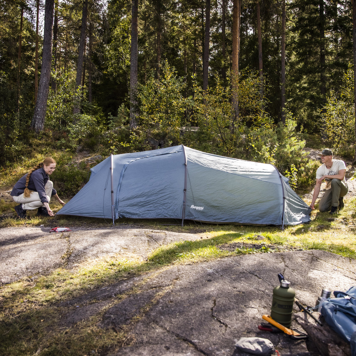 Bergans Trollhetta Tunnel 3-Pers Tent Light Fogblue