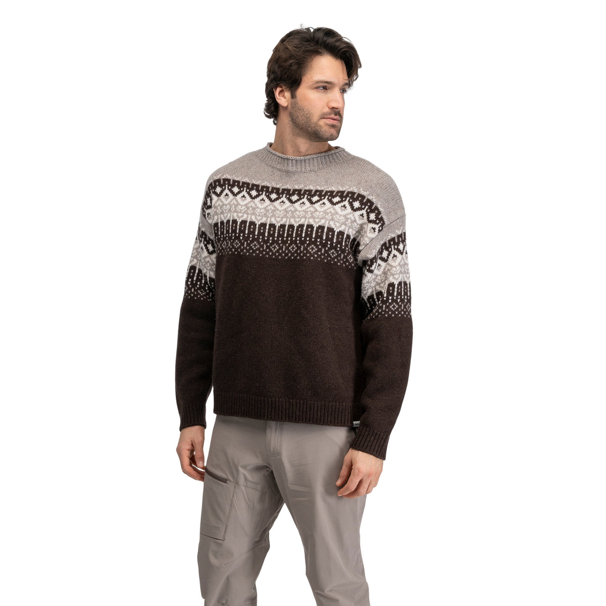 Bergans Steiro Knitted Wool Jumper Dark Chocolate / Creme