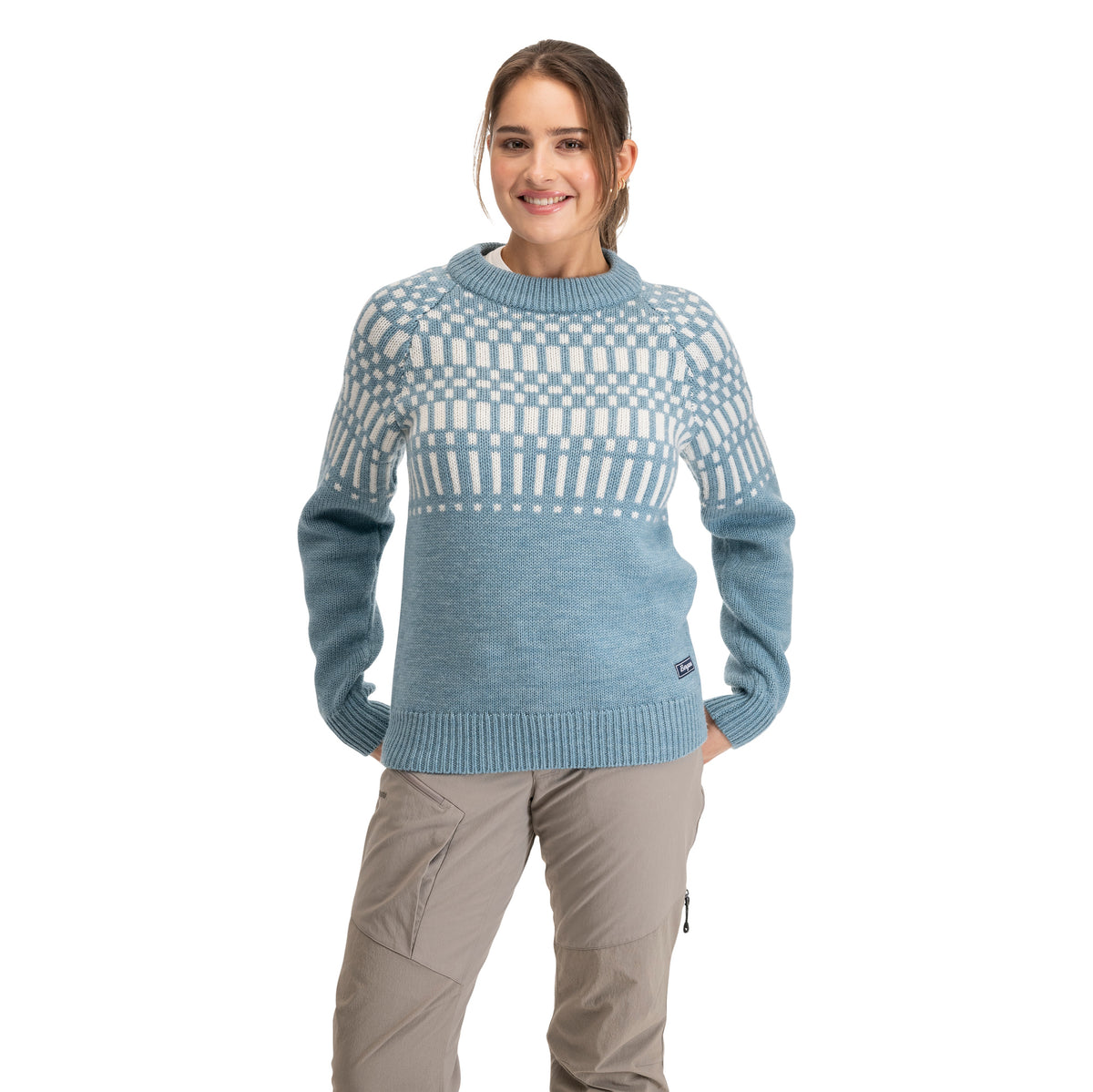 Bergans Nordmarka Merino Jumper Women Light Agave Green/Vanilla White