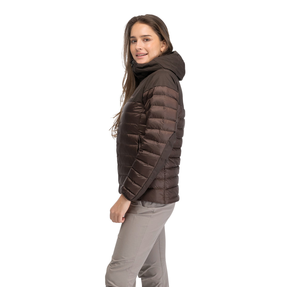 Bergans Lom Light Down Hood Jacket Women Dark Chocolate