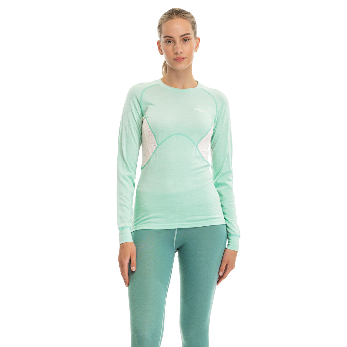 Bergans Inner:Pure Merino Long Sleeve Women Mint Crush / Vanilla White