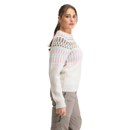 Bergans Nordmarka Merino Jumper Women Vanilla White / Cool Mint