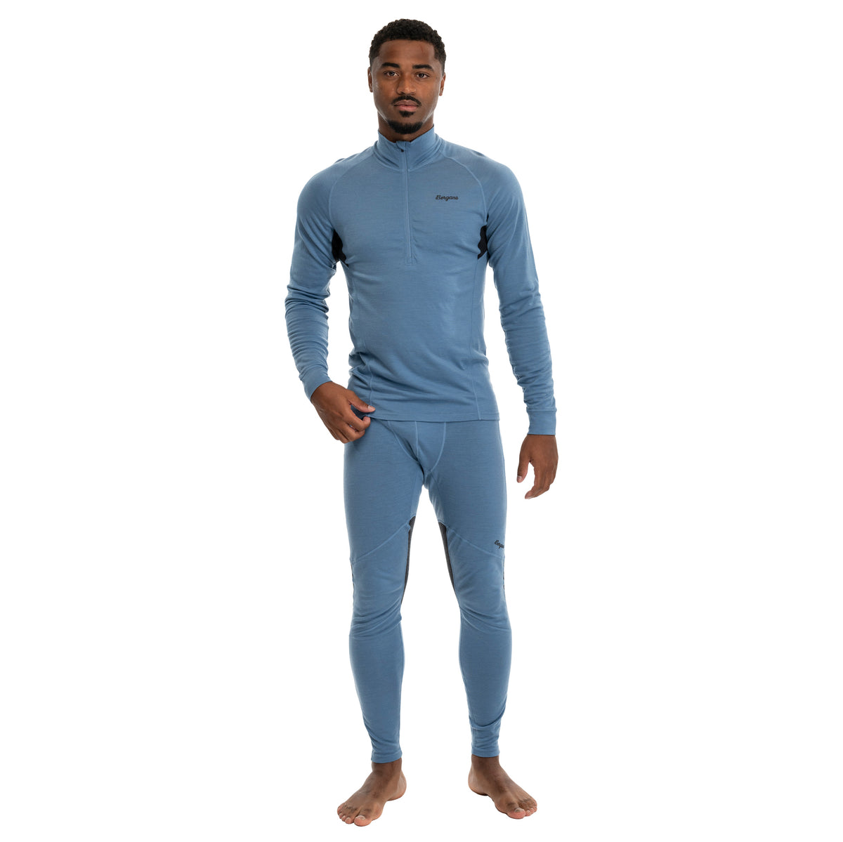 Bergans Inner:Pure Merino Half Zip Men Elemental Blue / Dark Shadow Grey