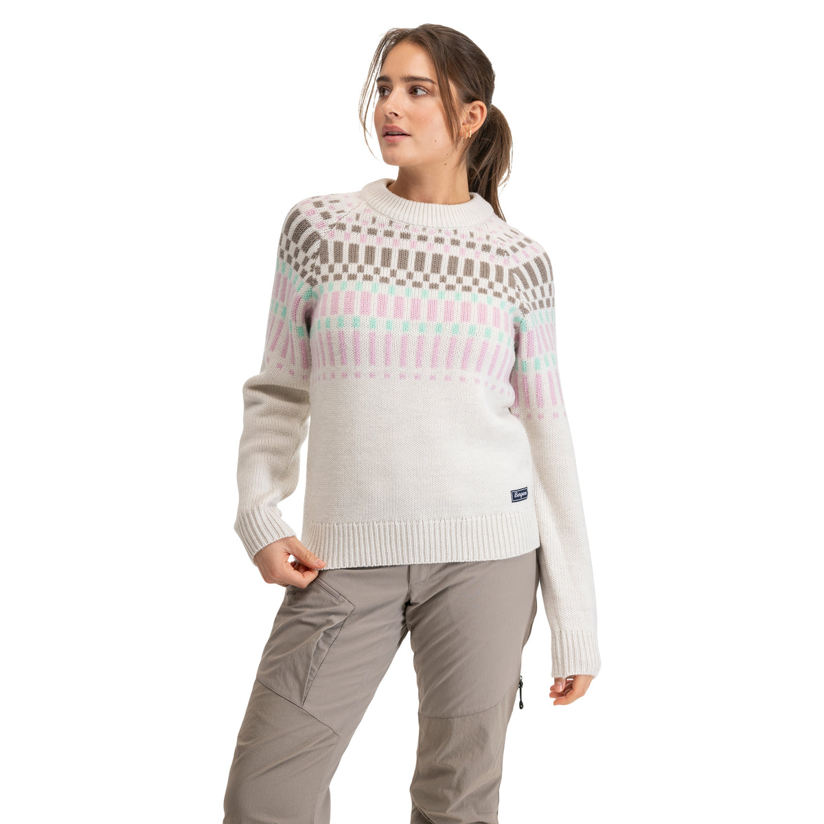 Bergans Nordmarka Merino Jumper Women Vanilla White / Cool Mint