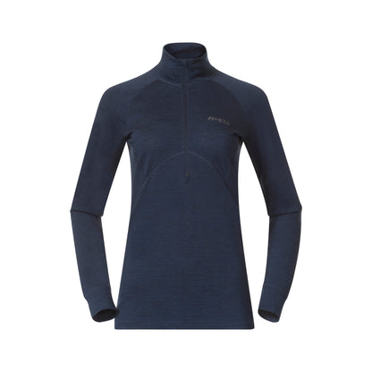 Bergans Inner:Pure Merino Half Zip Women Navy Blue