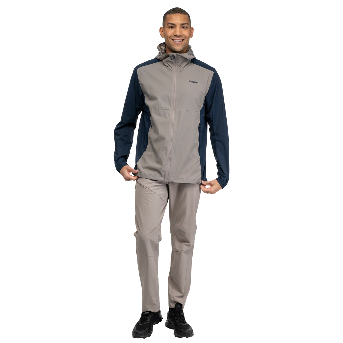 Bergans Rabot Windbreaker Jacket Men Rock Taupe / Navy Blue