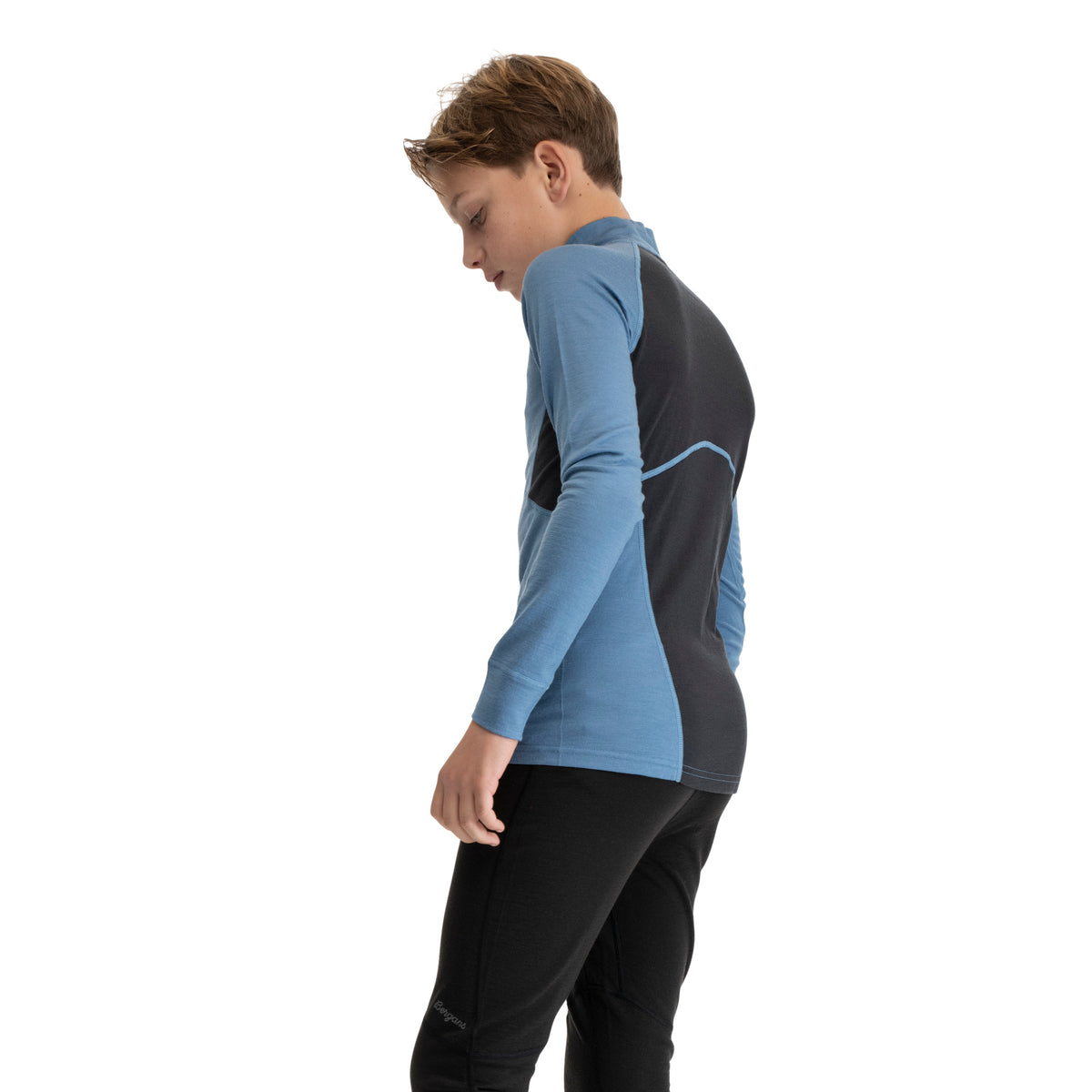 Bergans Inner:Pure Merino Youth Half Zip Elemental Blue/Dark Shadow Grey