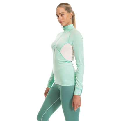 Bergans Inner:Pure Merino Half Zip Women Mint Crush / Vanilla White