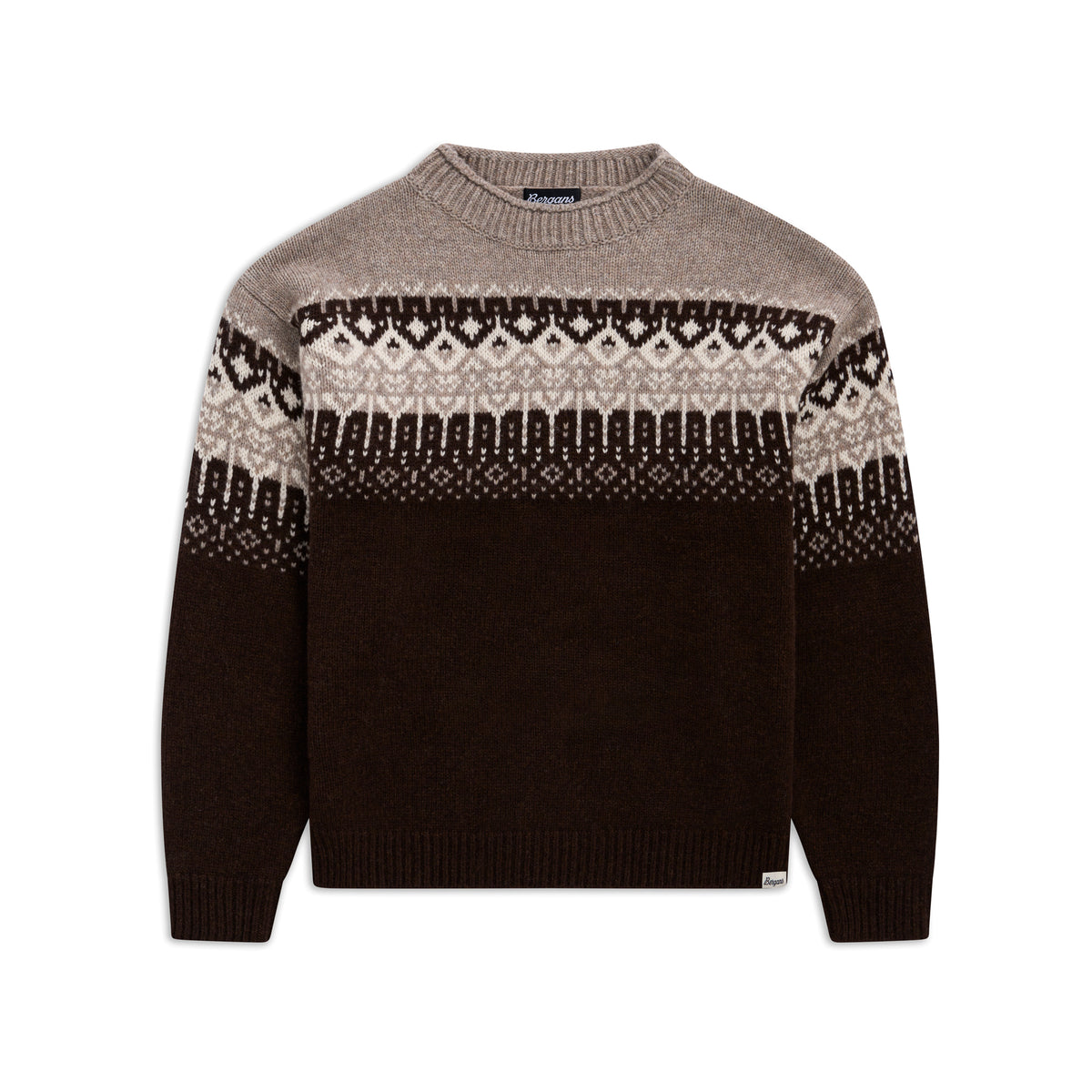 Bergans Steiro Knitted Wool Jumper Dark Chocolate / Creme
