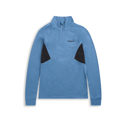 Bergans Inner:Pure Merino Youth Half Zip Elemental Blue/Dark Shadow Grey