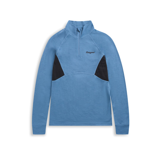 Bergans Inner:Pure Merino Youth Half Zip Elemental Blue/Dark Shadow Grey
