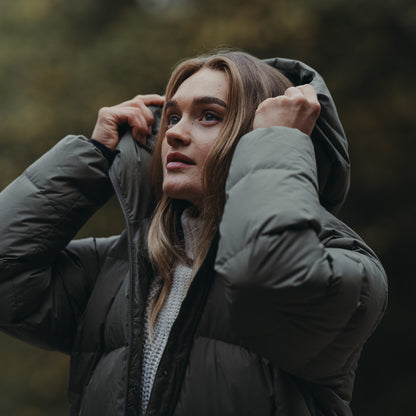 Bergans Oslo Down Long Coat Women Green Mud