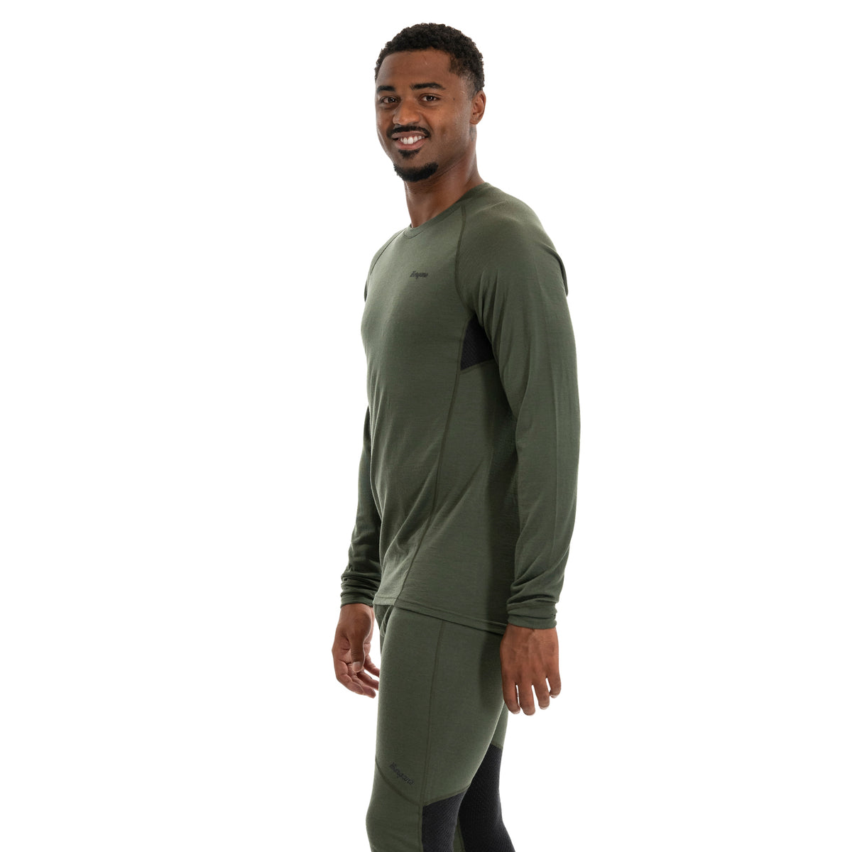Bergans Inner:Pure Merino Long Sleeve Men Pine Forest / Dark Shadow Grey