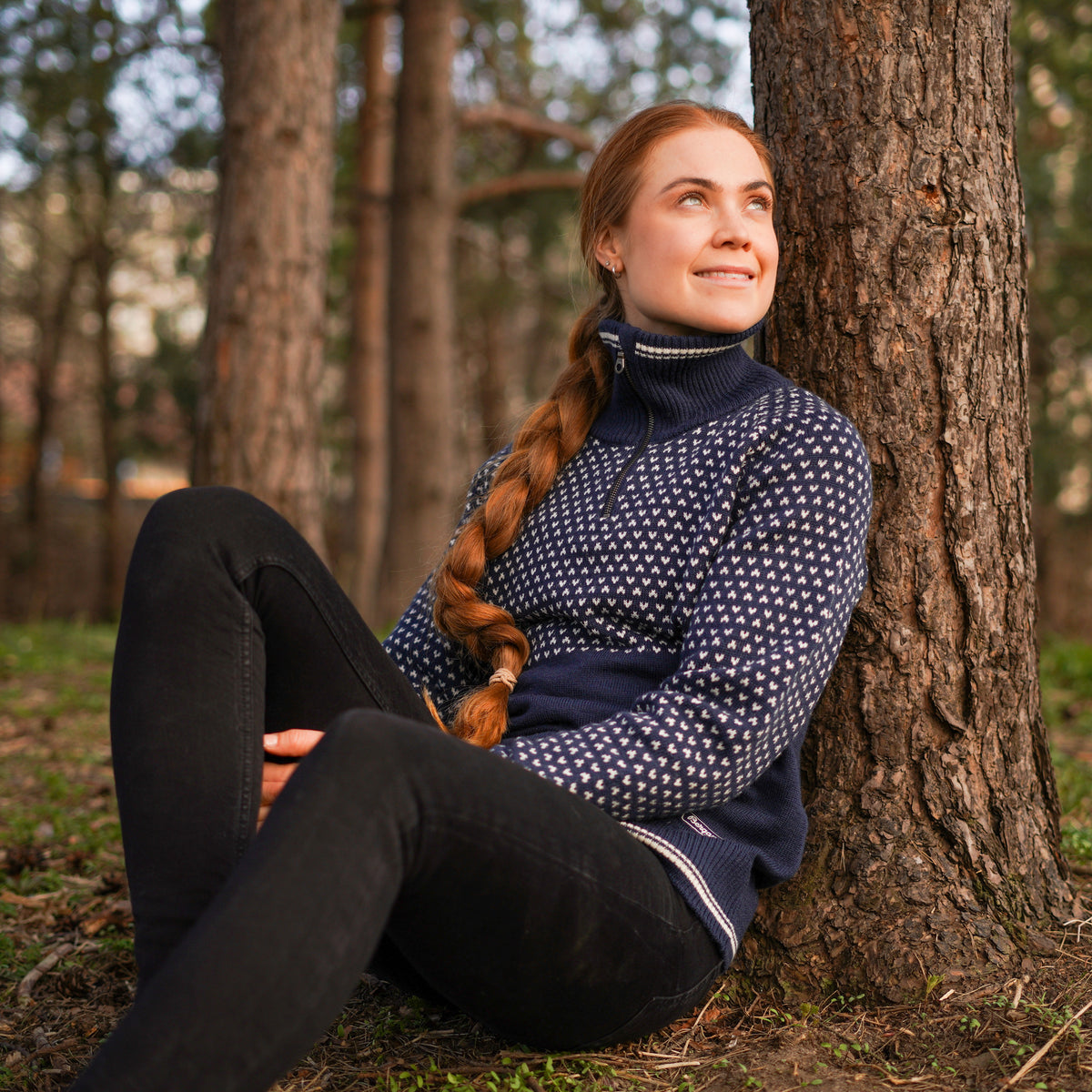Bergans Alvdal Wool Women Half Zip Navy Blue/Vanilla White