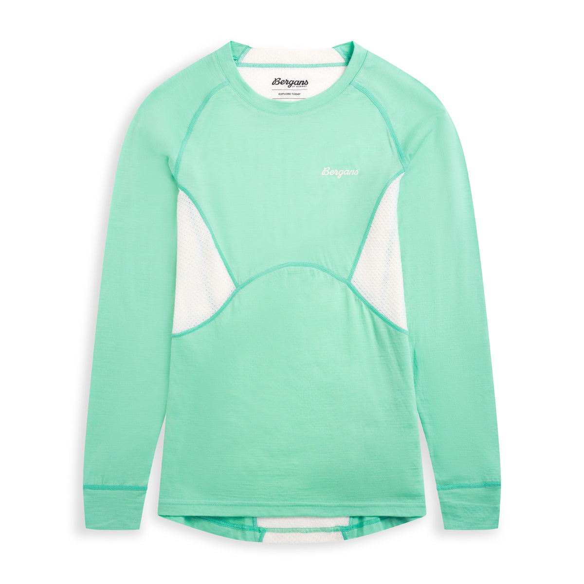 Bergans Inner:Pure Merino Long Sleeve Women Mint Crush / Vanilla White