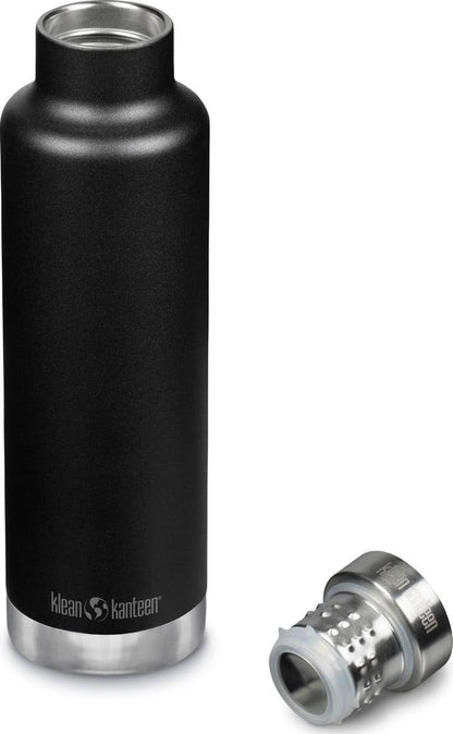 Klean Kanteen Isolerad Classic 750ml med Pour Through Kork Vattenflaska Svart - NatureLife