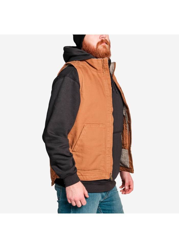 Carhartt Washed Duck Lined Mock Neck Vest Brown - NatureLife