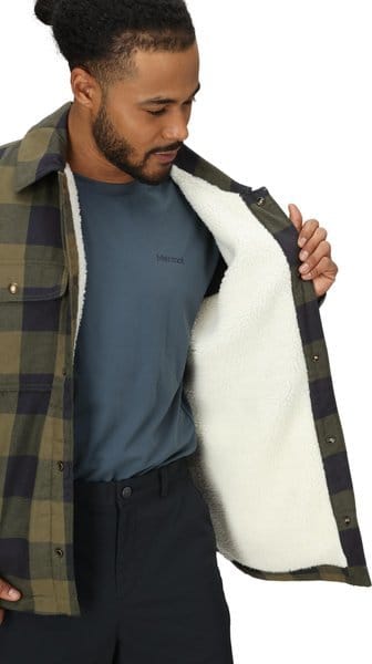 Marmot Men's Ridgefield Sherpa Flannel Shirt Jacket Nori/Black