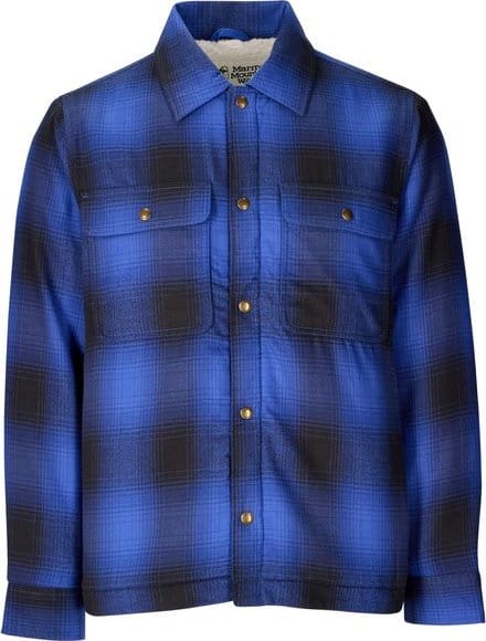 Marmot Men's Ridgefield Sherpa Flannel Shirt Jacket Oxide Blue