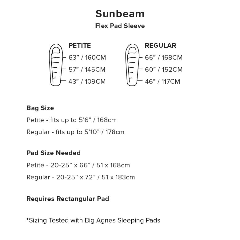 Big Agnes Sunbeam 15 (FireLine Eco) PETITE RIGHT