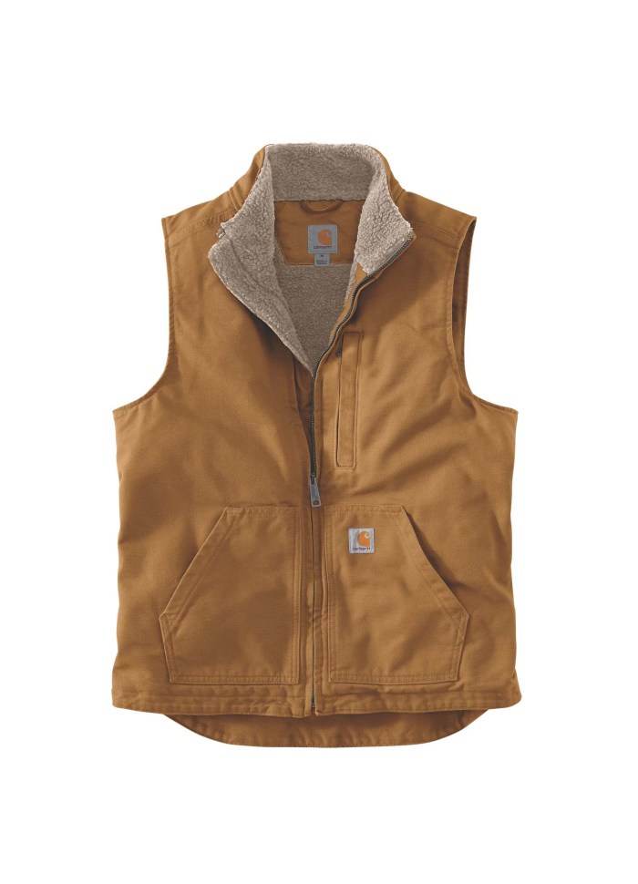 Carhartt Washed Duck Lined Mock Neck Vest Brown - NatureLife